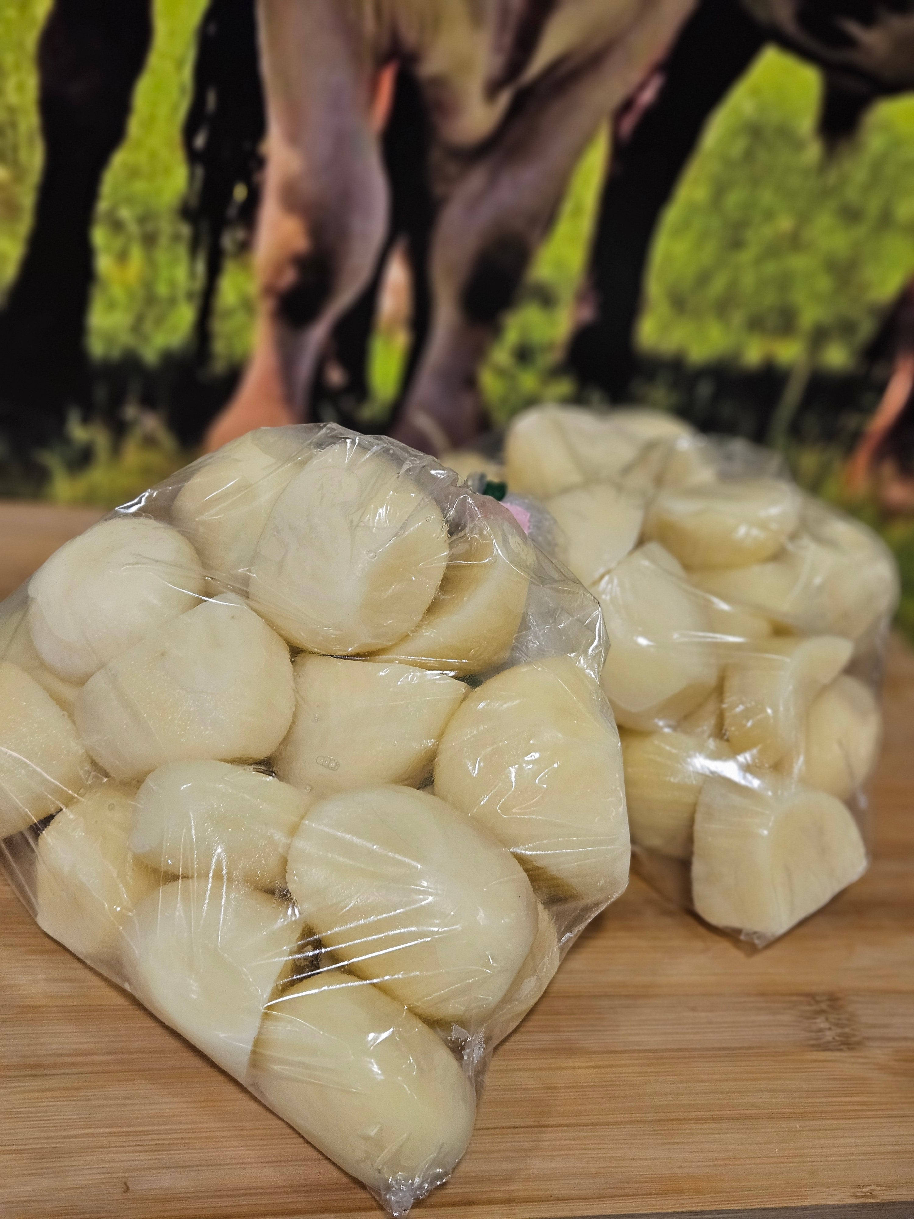 Peeled potatoes £3.99 (each)