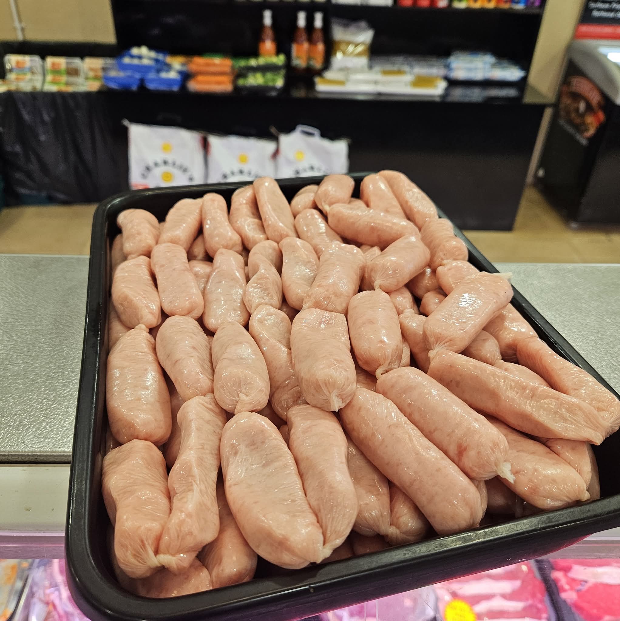 Cocktail Sausages pork £5.40lb (each)